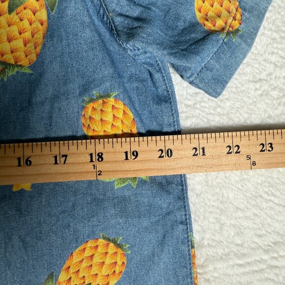 Vintage 90's Lemon Grass Pineapple Denim Button Up Shirt Size Small 100% Cotton - Picture 5 of 5